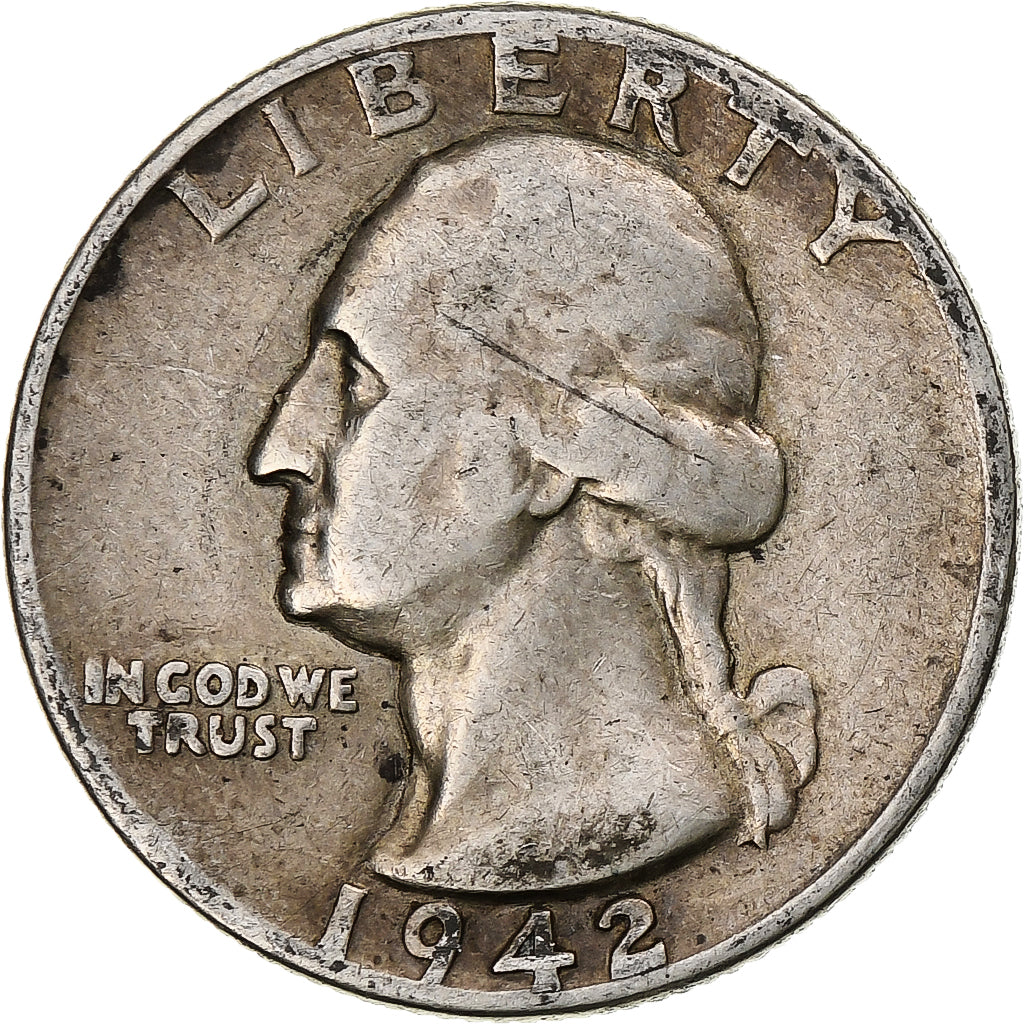 Estados Unidos, Quarter, Washington Quarter, 1942, Philadelphia, Plata, BC+