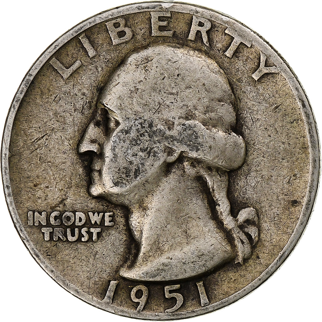 United States, Quarter, Washington Quarter, 1951, San Francisco, Silver