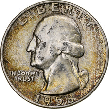 United States, Quarter, Washington Quarter, 1958, Denver, Silver, AU(50-53)