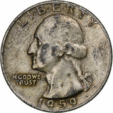 United States, Quarter, Washington Quarter, 1959, Denver, Silver, EF(40-45)