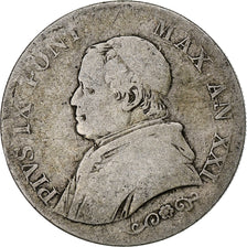 Estados italianos, PAPAL STATES, Pius IX, Lira, 1866, Rome, Plata, BC+