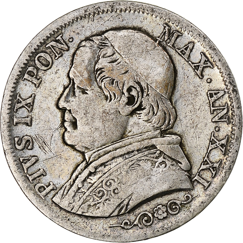 Vatican, Pius IX, Lira, 1866, Rome, Silver, VF(20-25), KM:1377.2
