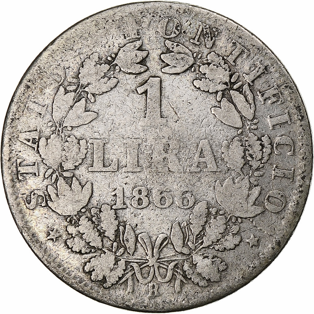 Vatican, Pius IX, Lira, 1866, Rome, Silver, VF(20-25), KM:1377.2