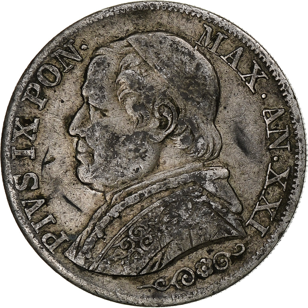 ITALIAN STATES, PAPAL STATES, Pius IX, Lira, 1867, Rome, Silver, VF(30-35)