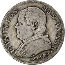 ITALIAN STATES, PAPAL STATES, Pius IX, Lira, 1868, Rome, Silver, VF(20-25)