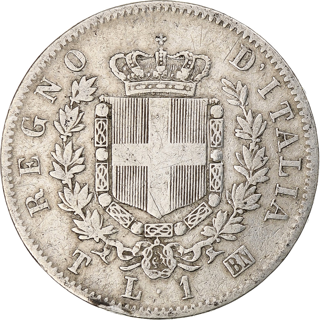 Coin, Italy, Vittorio Emanuele II, Lira, 1863, Torino, VF(30-35), Silver