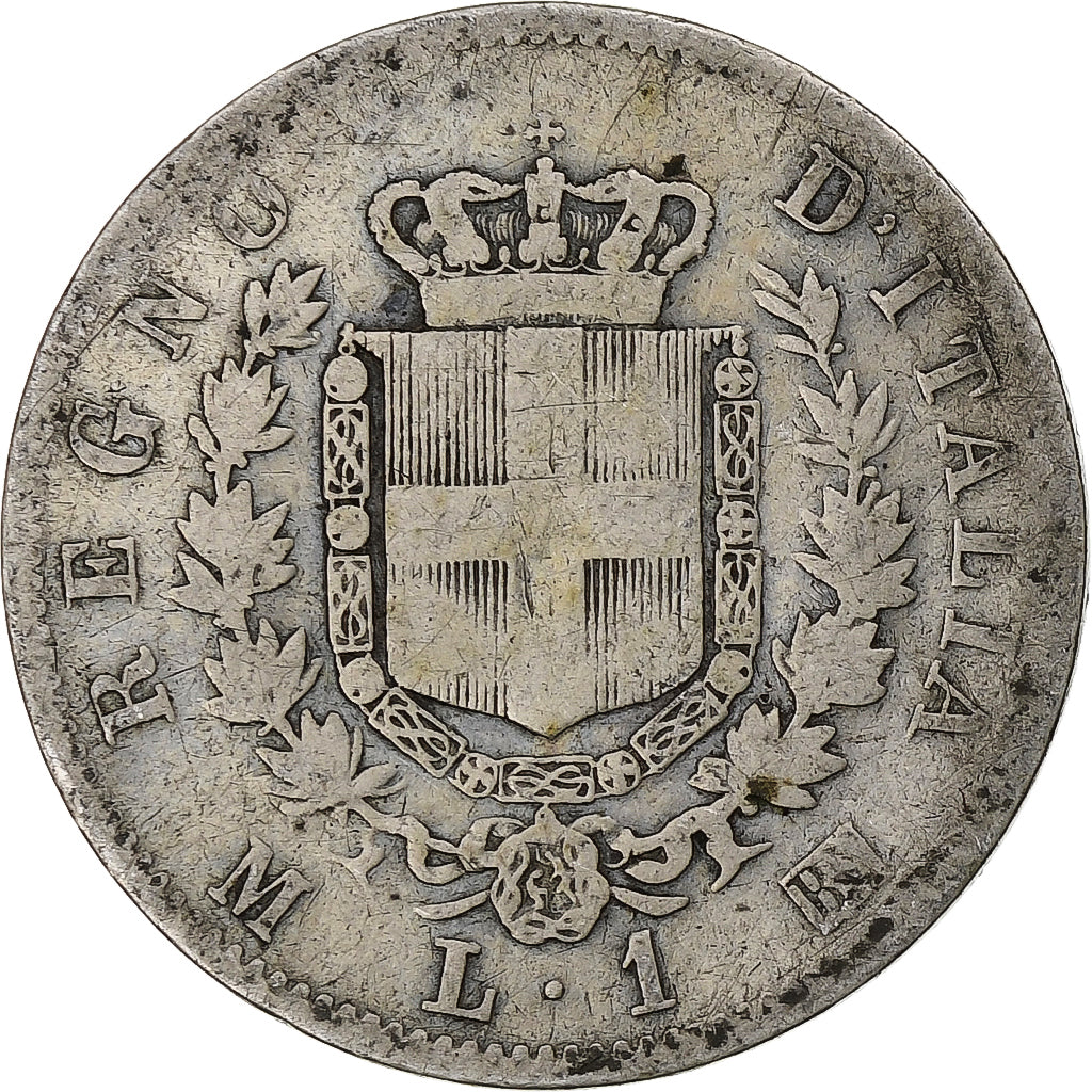 Italie, Vittorio Emanuele II, Lira, 1863, Milan, Argent, B+, KM:5a.1