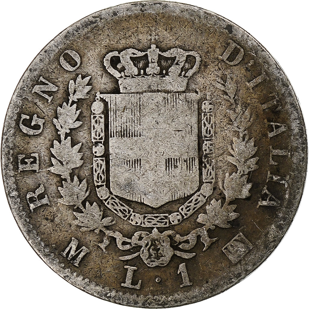 Włochy, Vittorio Emanuele II, Lira, 1863, Milan, Srebro, F(12-15), KM:5a.1