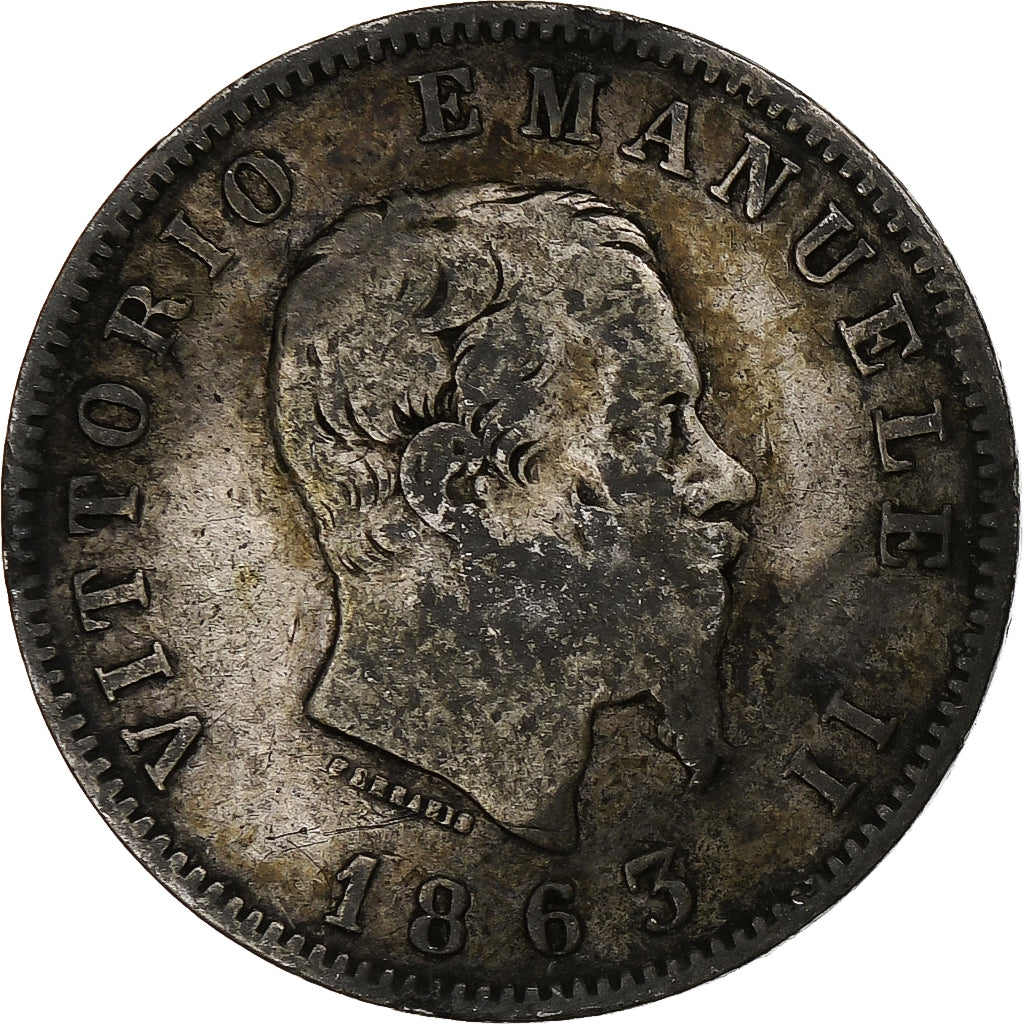 Italy, Vittorio Emanuele II, Lira, 1863, Milan, Silver, VF(20-25), KM:5a.1