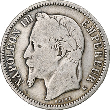 France, Napoleon III, Franc, 1867, Bordeaux, Silver, VF(20-25), Gadoury:463