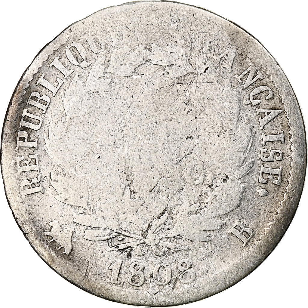 France, Franc, Napoléon I, 1808, Rouen, Silver, F(12-15), Gadoury:446, KM:682.2