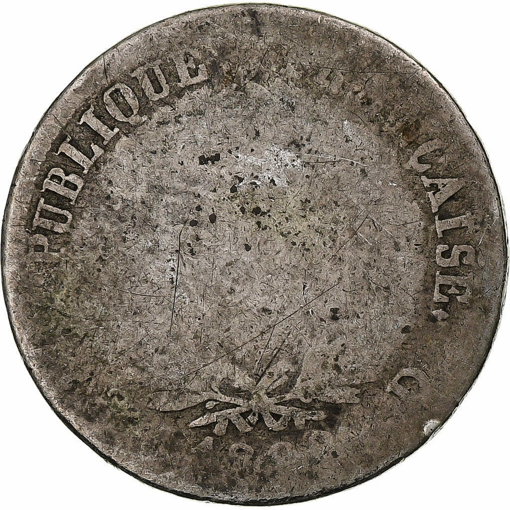Francja, Franc, Napoléon I, 1808, Lyon, Srebro, G(4-6), Gadoury:446, KM:682.4