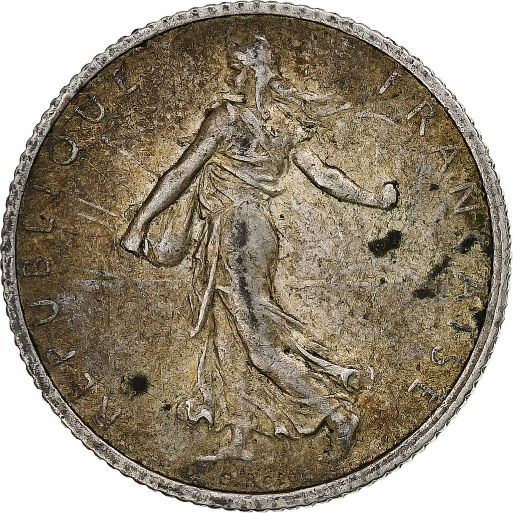 Francia, Franc, Semeuse, 1917, Paris, Rotated Die Error, Argento, BB, KM:844.1