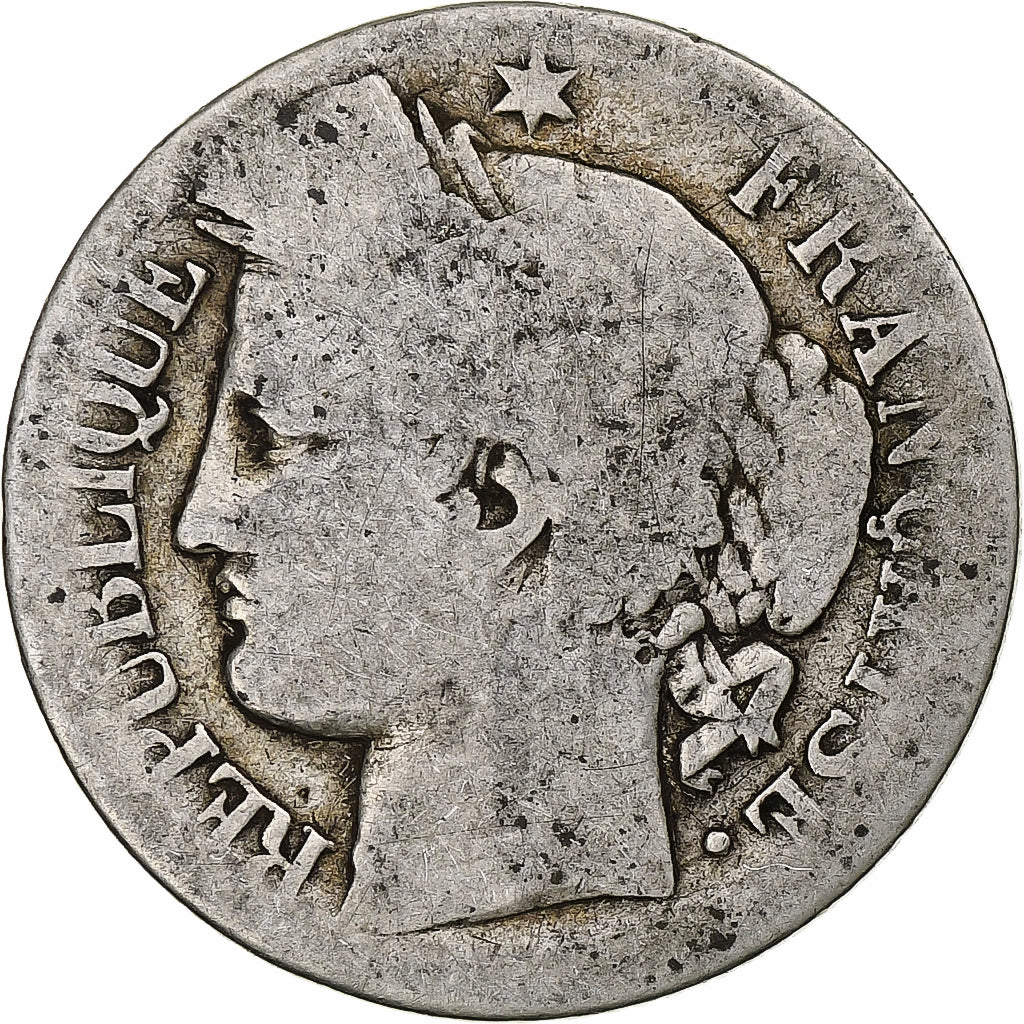 França, Franc, Cérès, 1850, Strasbourg, Prata, G(4-6), Gadoury:457, KM:759.2