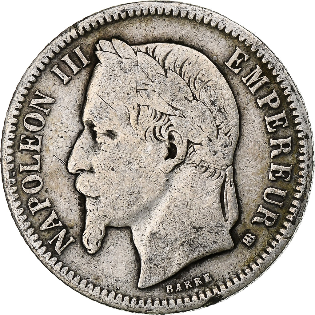 France, Napoleon III, Franc, 1866, Strasbourg, Silver, F(12-15), Gadoury:463