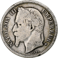 France, Napoleon III, Franc, 1866, Strasbourg, Silver, F(12-15), Gadoury:463