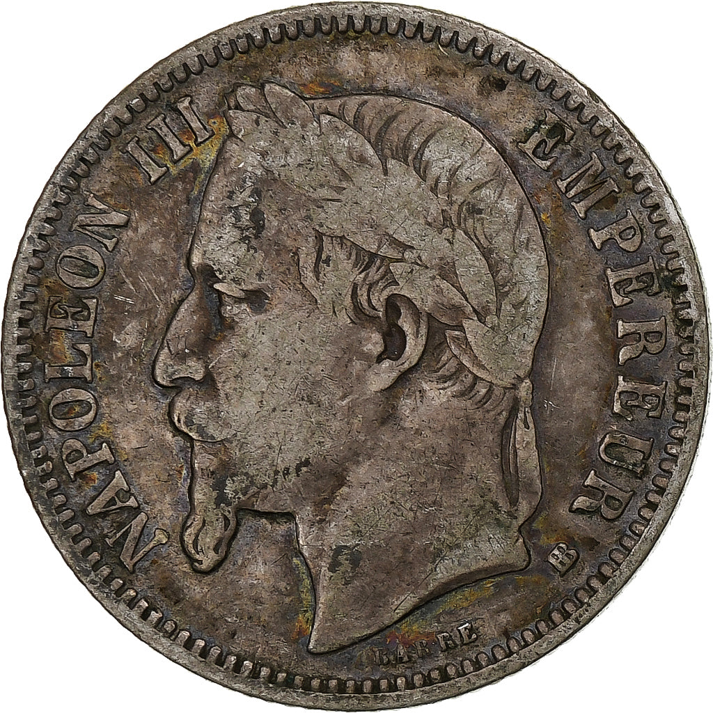 Francia, Napoleon III, Franc, 1868, Strasbourg, Petit BB, Argento, MB