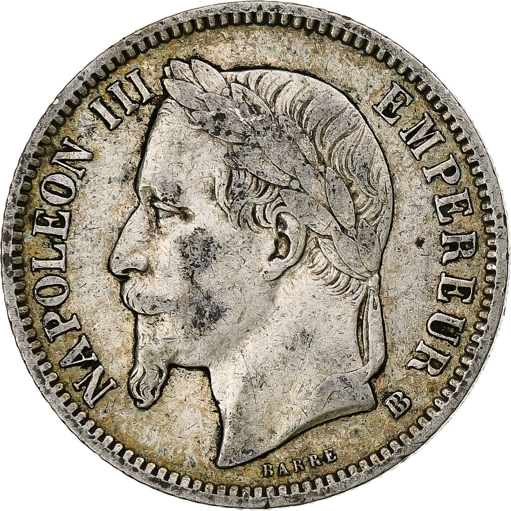 France, Napoléon III, Franc, 1868, Strasbourg, grand BB, Argent, TB+