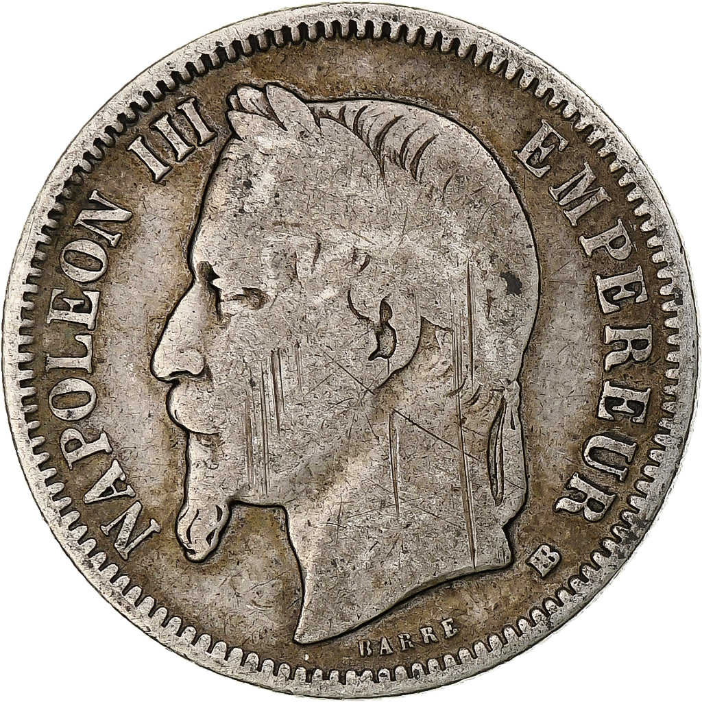 Francia, Franc, Napoléon III, 1869, Strasbourg, Argento, MB, Gadoury:463