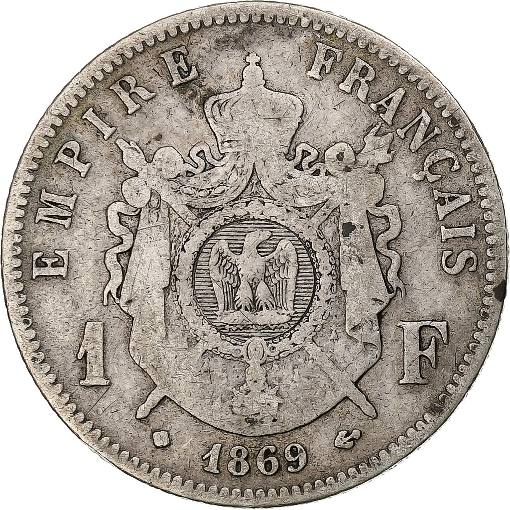 Francia, Franc, Napoléon III, 1869, Strasbourg, Argento, MB, Gadoury:463