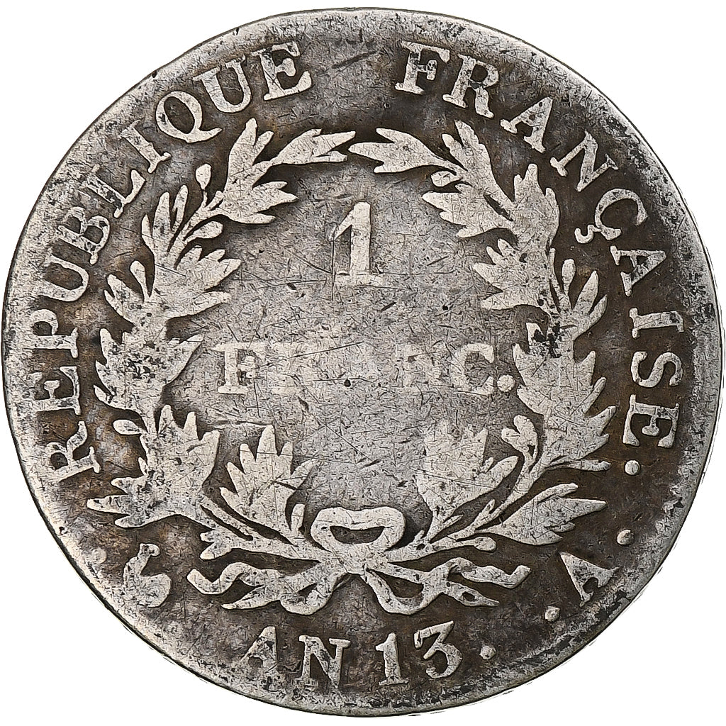 France, Napoleon I, Franc, AN 13, Paris, Silver, VF(20-25), Gadoury:443