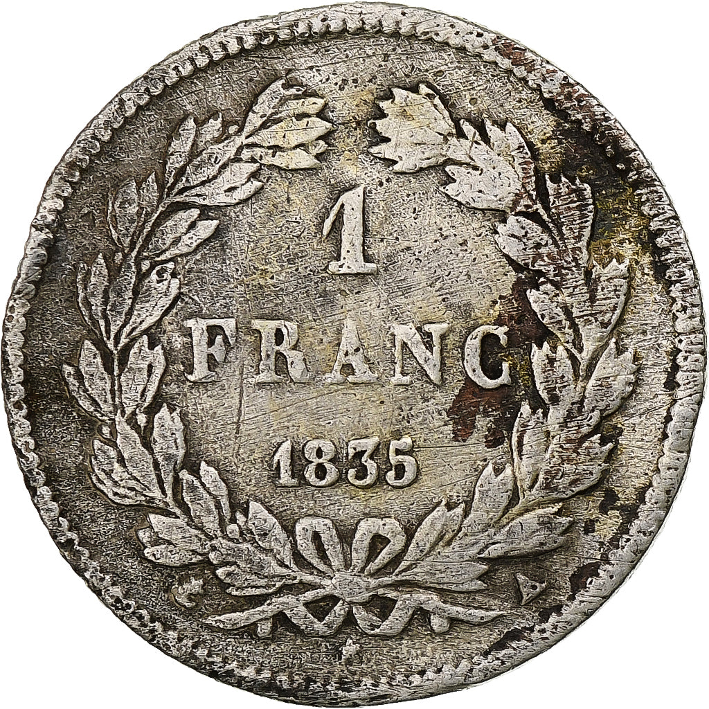 France, Franc, Louis-Philippe, 1835, Paris, Silver, VF(20-25), Gadoury:453