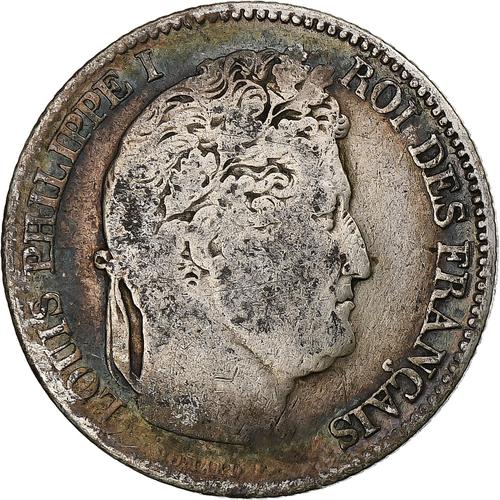 França, Franc, Louis-Philippe, 1837, Paris, Prata, VF(20-25), KM:748.1