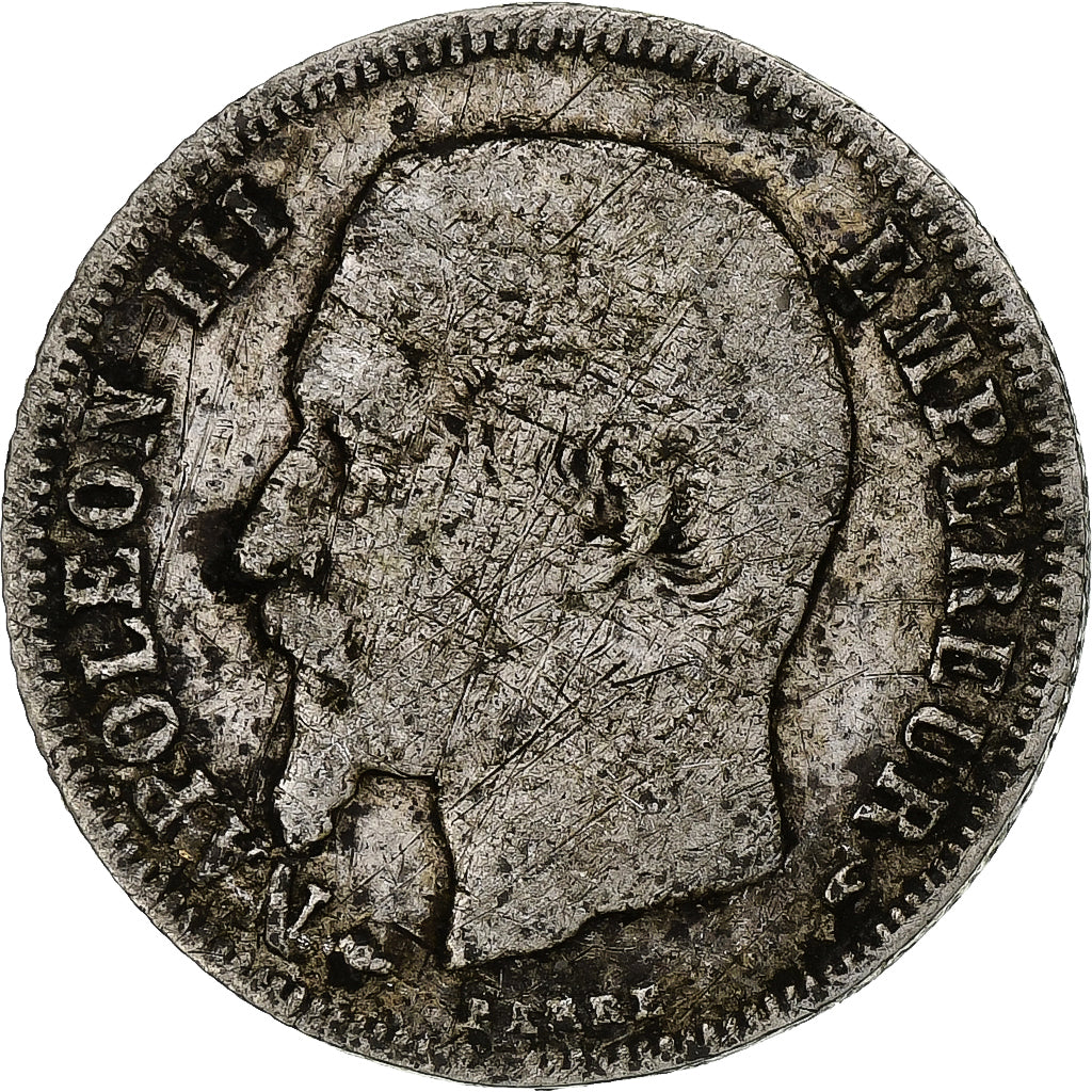 França, Franc, Napoléon III, 1855, Paris, Prata, F(12-15), Gadoury:460
