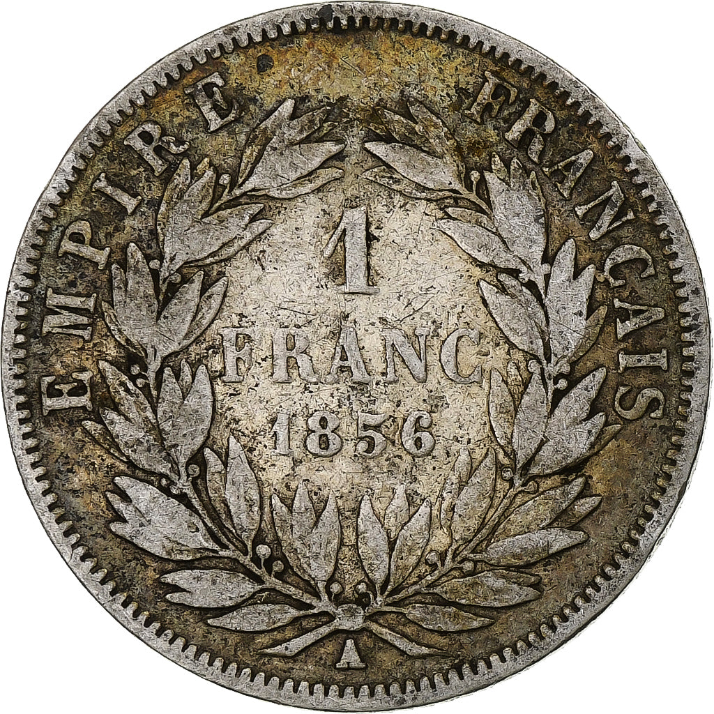 França, Franc, Napoléon III, 1856, Paris, Prata, F(12-15), Gadoury:460