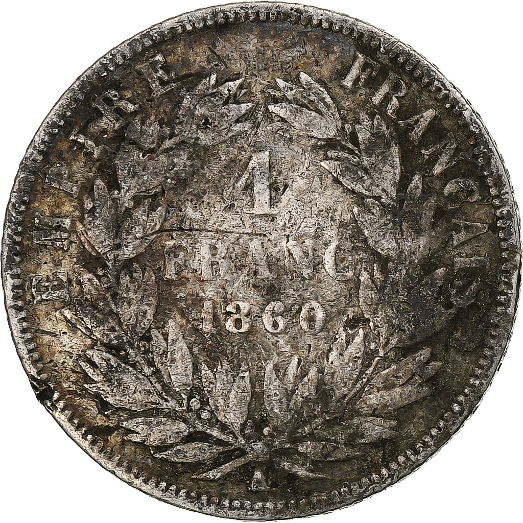 França, Franc, Napoléon III, 1860, Paris, Prata, F(12-15), Gadoury:460