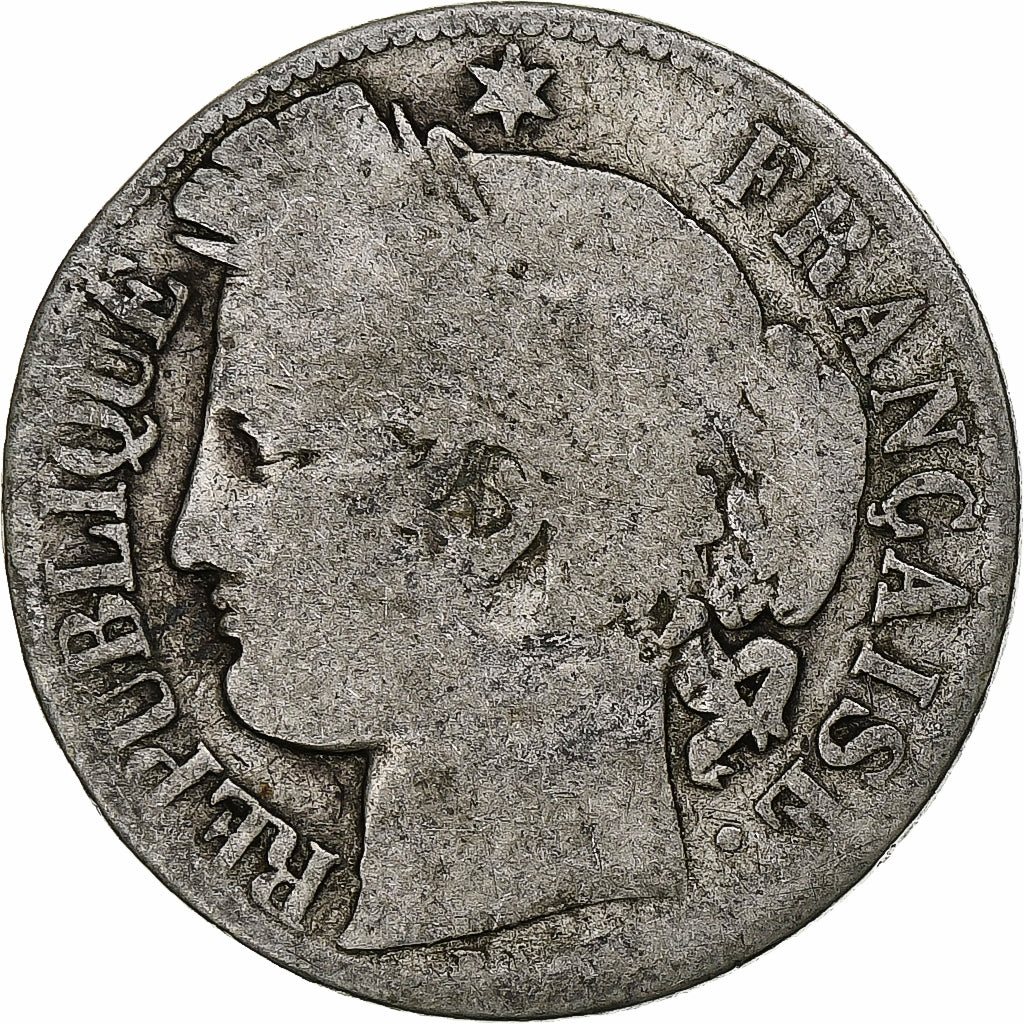 França, Franc, Cérès, 1872, Paris, grand A, Prata, F(12-15), Gadoury:465a