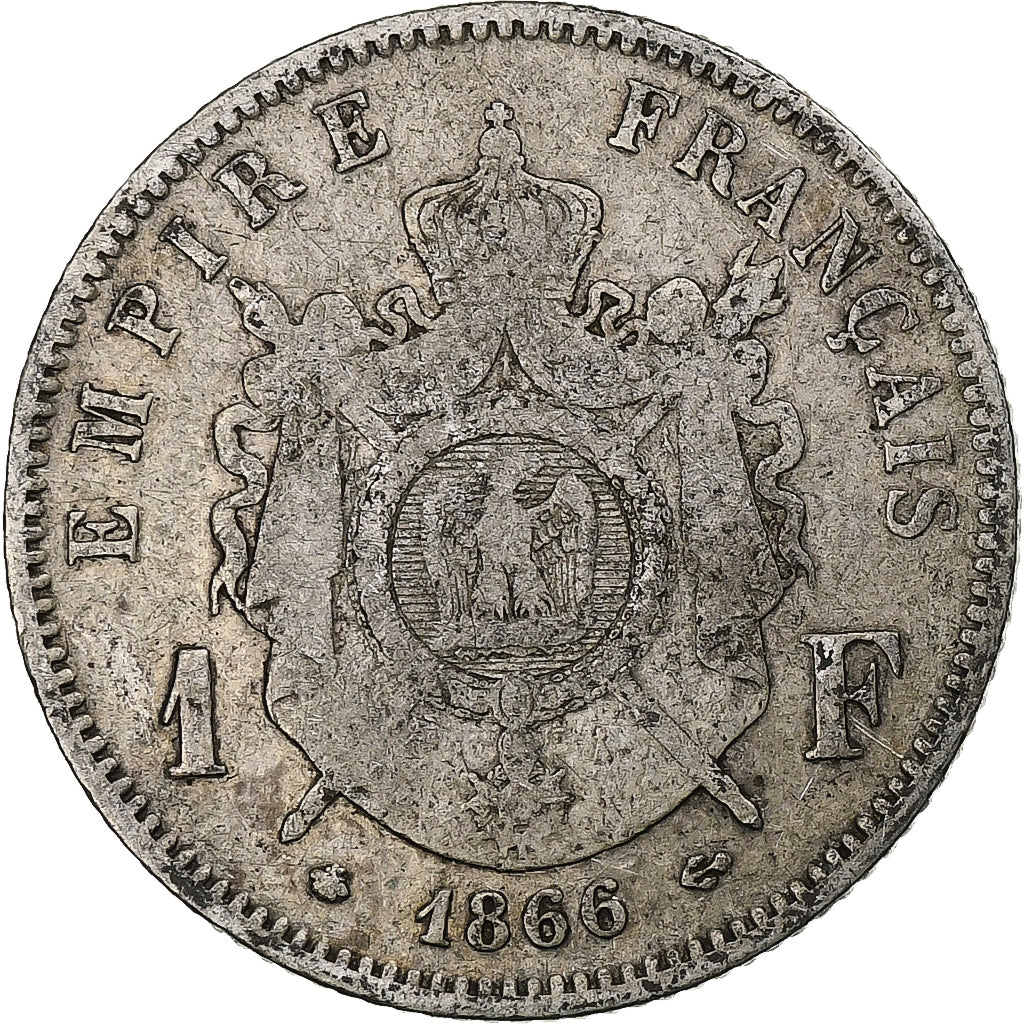 France, Franc, Napoléon III, 1866, Paris, Silver, VF(20-25), KM:806.1