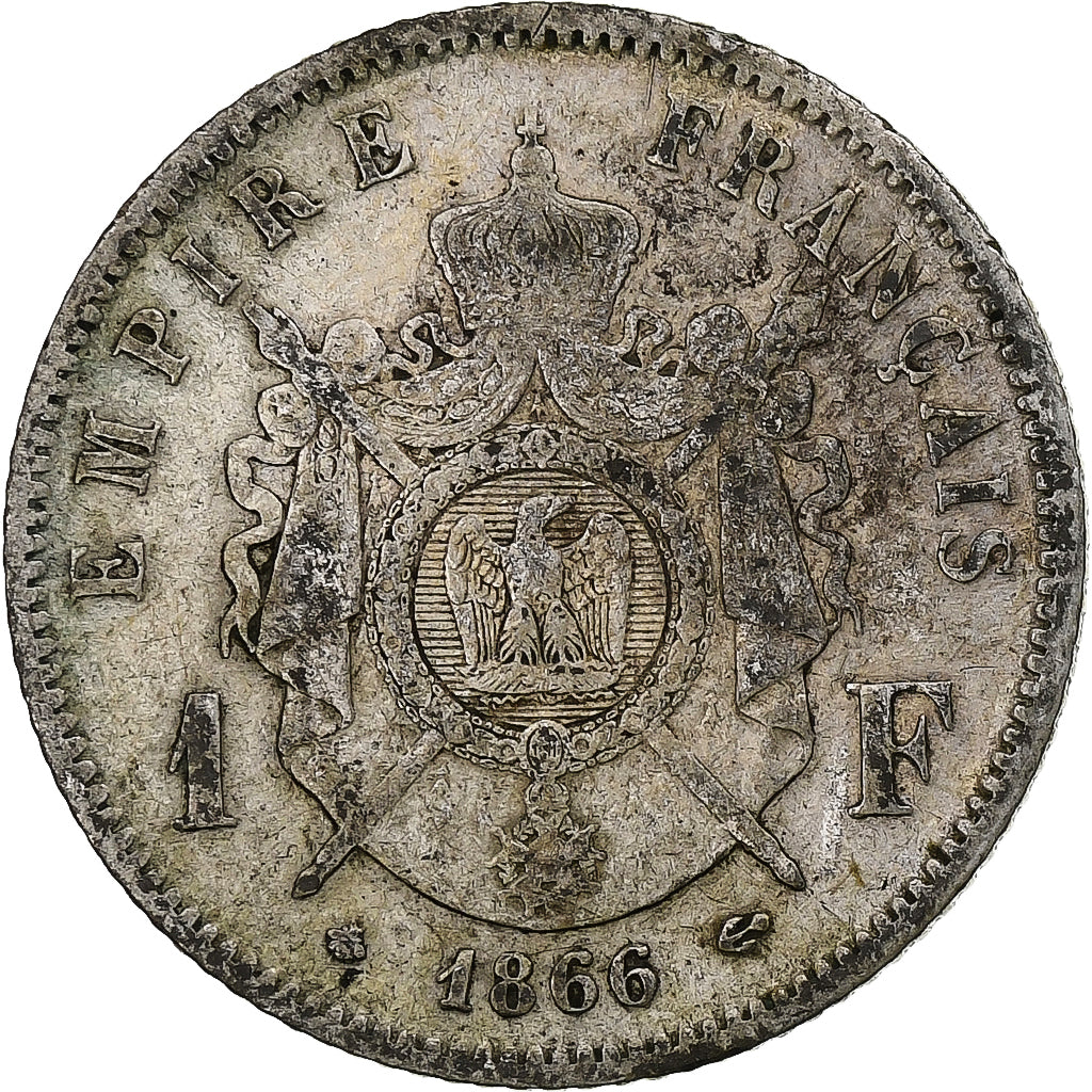 France, Franc, Napoléon III, 1866, Paris, Argent, TB, KM:806.1