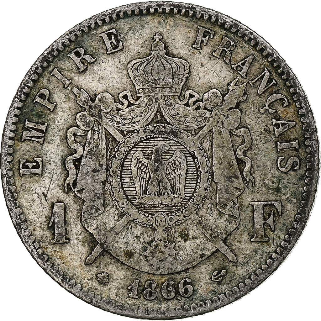France, Franc, Napoléon III, 1866, Paris, Argent, TB, KM:806.1