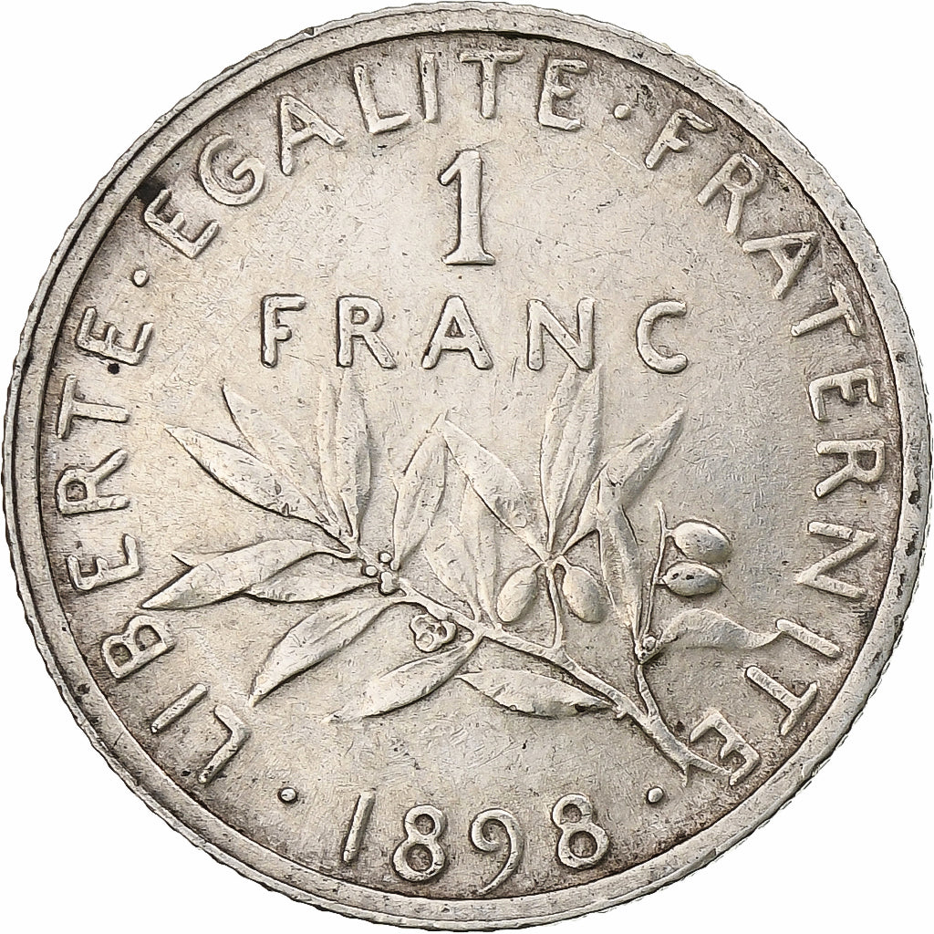 France, Franc, Semeuse, 1898, Paris, Silver, EF(40-45), Gadoury:467, KM:844.1