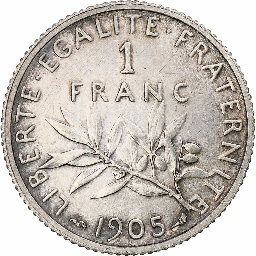 Coin, France, Semeuse, Franc, 1905, Paris, AU(50-53), Silver, KM:844.1
