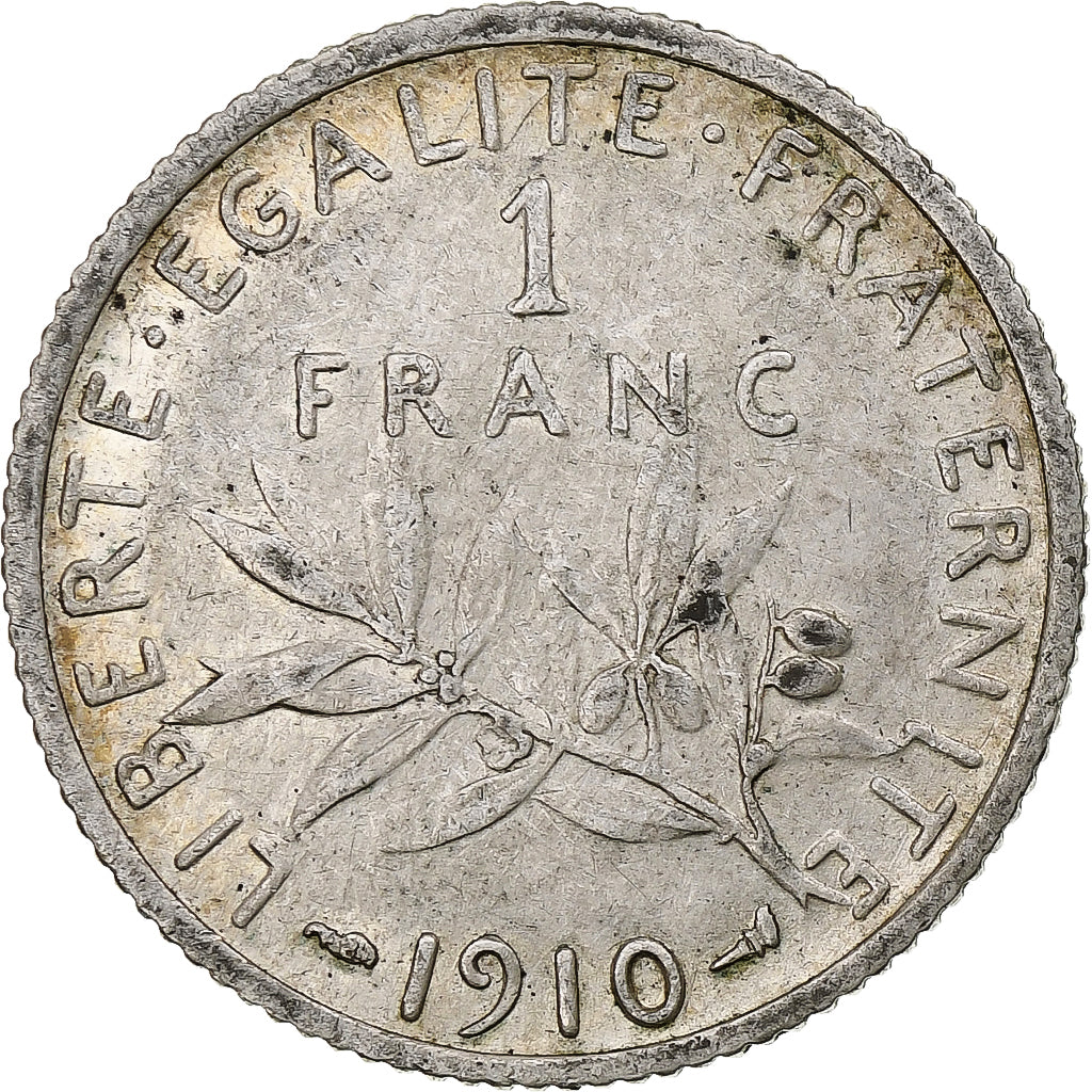 France, Franc, Semeuse, 1910, Paris, Argent, TTB, Gadoury:467, KM:844.1