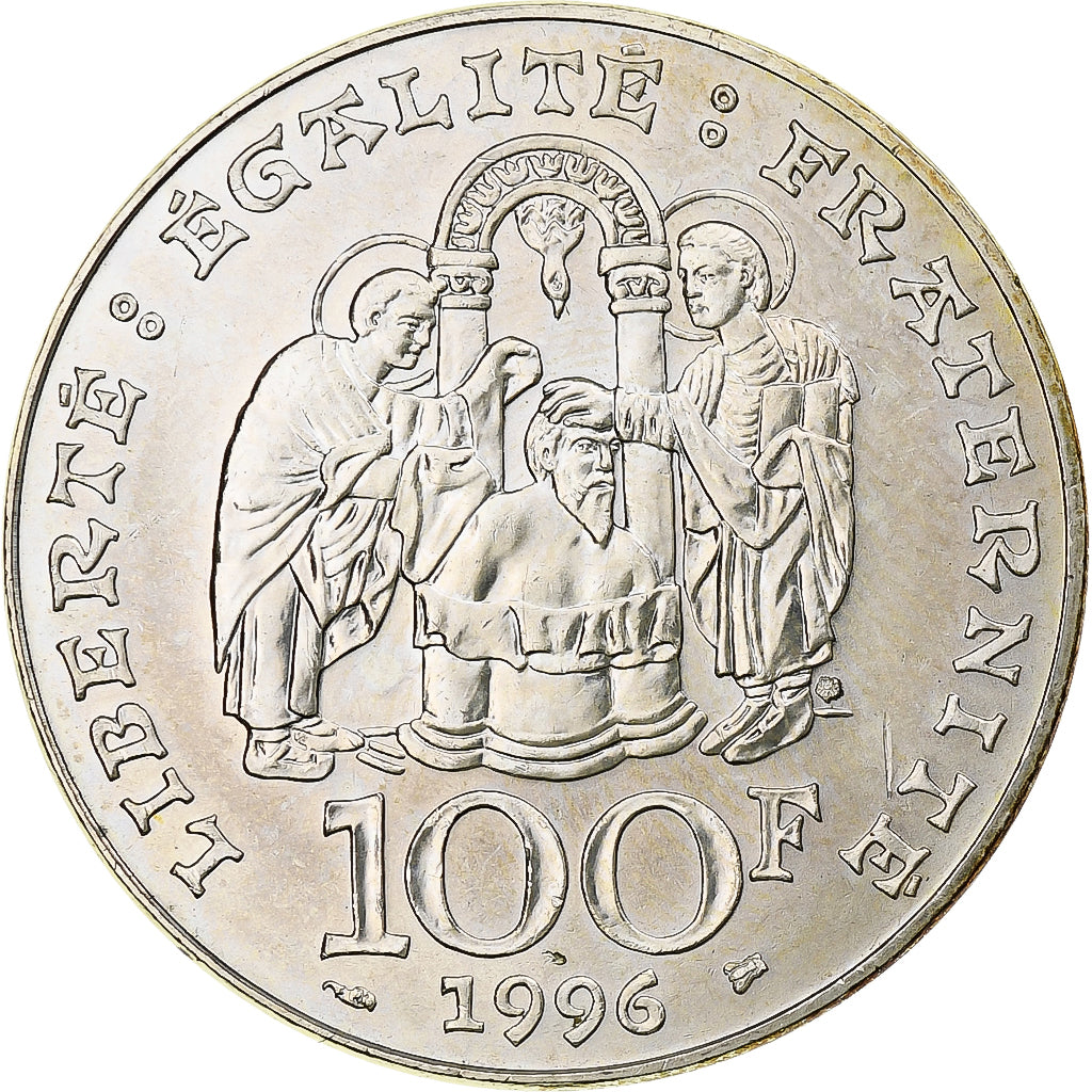 France, 100 Francs, Clovis, 1996, Silver, MS(60-62), Gadoury:953, KM:1180