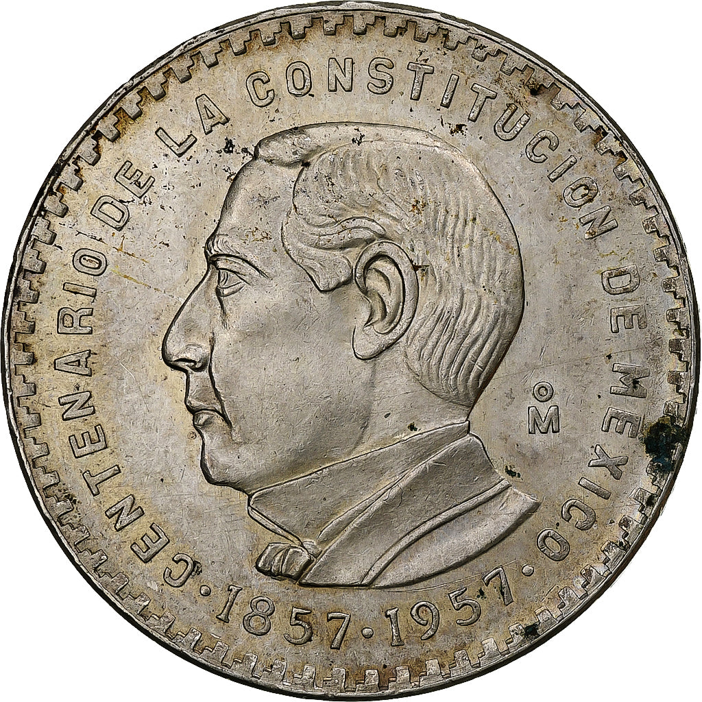 Mexico, 5 Pesos, 1957, Mexico City, Silver, AU(55-58), KM:470