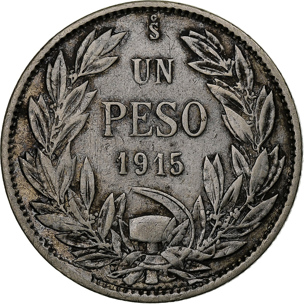 Cile, Peso, 1915, Argento, BB, KM:152.4