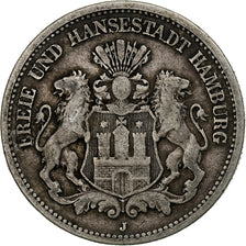 German States, HAMBURG, 2 Mark, 1876, Hambourg, Silver, VF(20-25), KM:604