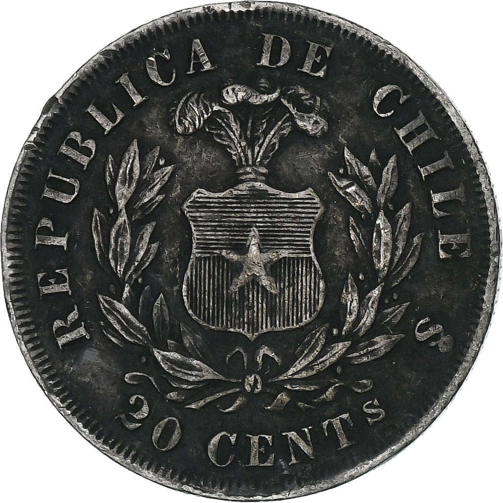 Chile, 20 Centavos, 1878, Silver, VF(30-35), KM:138.1