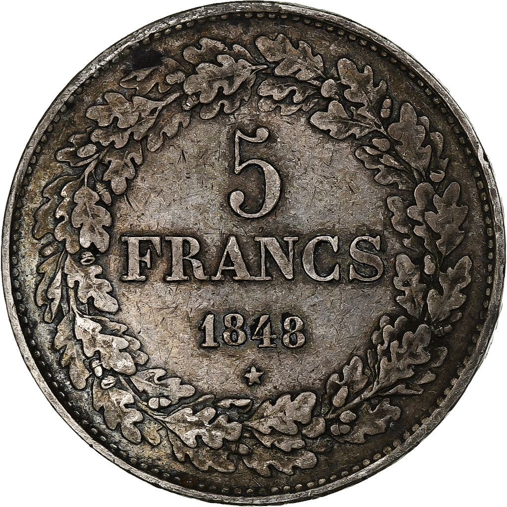 Belgium, Leopold I, 5 Francs, 5 Frank, 1848, Silver, VF(30-35), KM:3.2