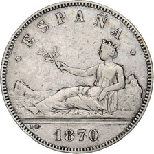 Espagne, Provisional Government, 5 Pesetas, 1870, Argent, TB+, KM:655