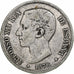 España, Alfonso XII, 5 Pesetas, 1876, Plata, BC+, KM:671