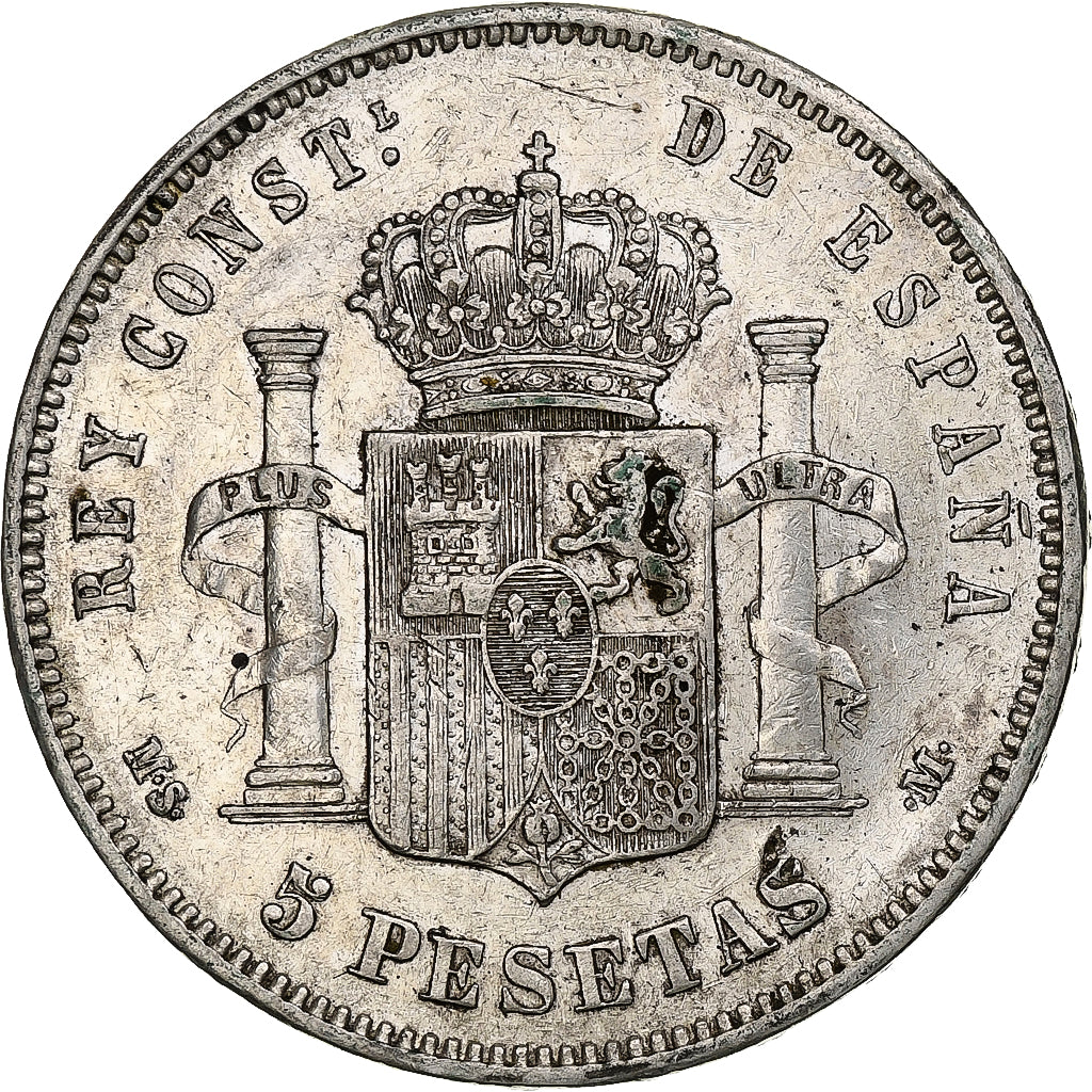 Spain, Alfonso XII, 5 Pesetas, 1884, Madrid, Silver, EF(40-45), KM:688