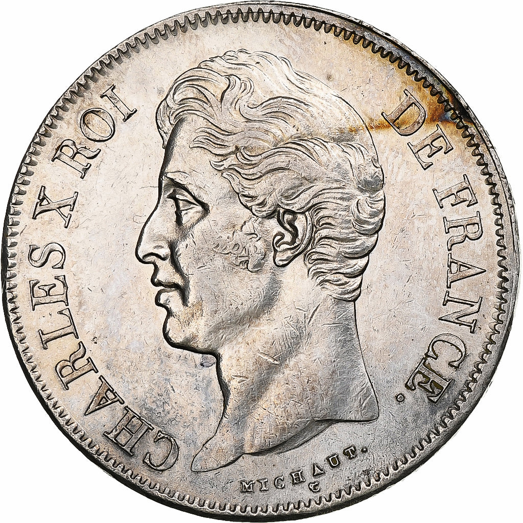 France, 5 Francs, Charles X, 1829, Marseille, Silver, MS(60-62), Gadoury:644