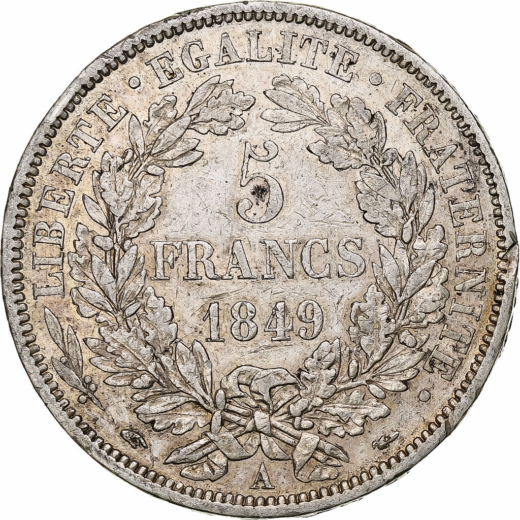 France, 5 Francs, Cérès, 1849, Paris, Silver, EF(40-45), Gadoury:719, KM:761.1