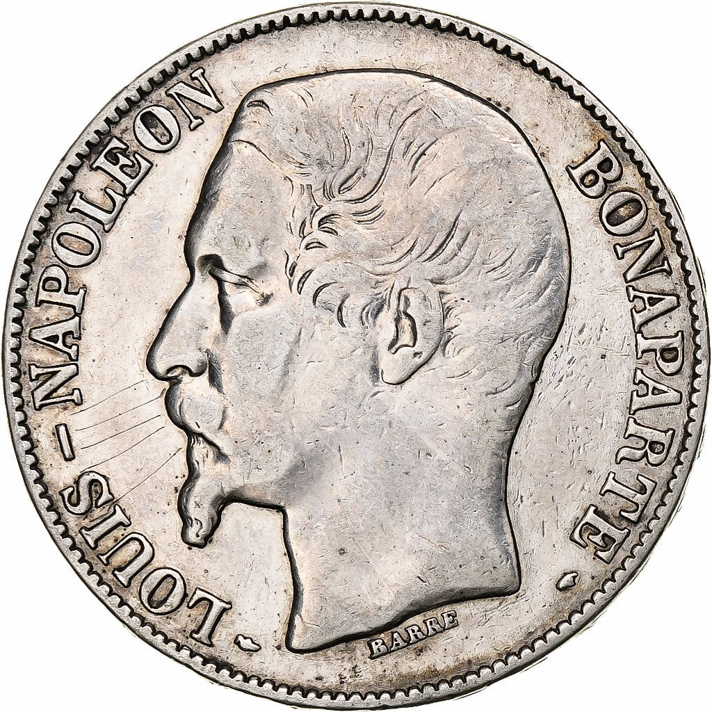 Francja, 5 Francs, Louis Napoléon Bonaparte, 1852, Paris, Srebro, VF(30-35)