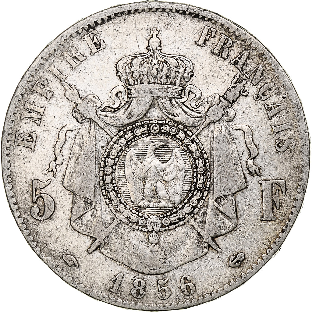 Frankreich, Napoleon III, 5 Francs, 1856, Paris, Silber, S, Gadoury:734
